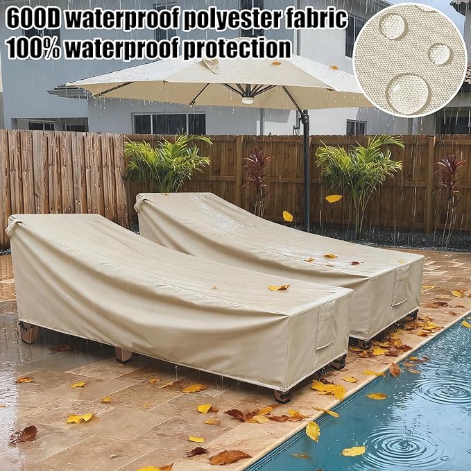 Outdoor Lounge Chair Covers Waterproof Patio Chaise Lounge Covers 600D