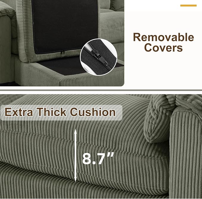 HAOMARKETS Corduroy Sofa Set, Upholstered Armchair