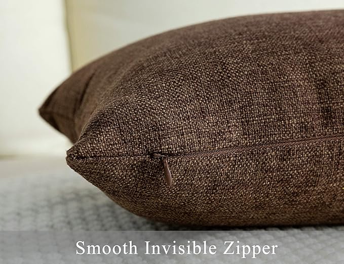 Stellhome Rectangle Linen Throw Pillow Covers Solid Fall Decorative Cushion
