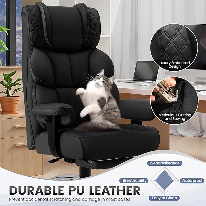 BestGlory Office Desk Chair, Big and Tall Leather Gaming Chair