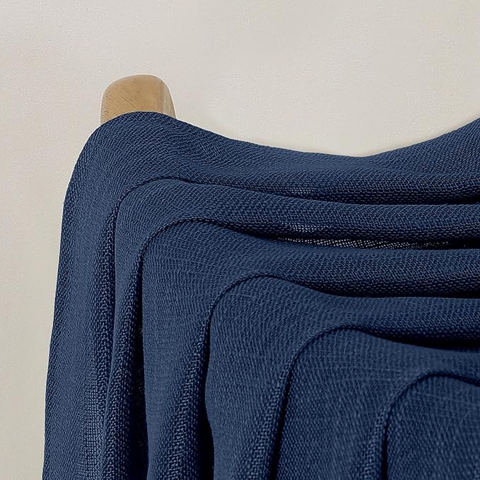 Chyhomenyc Extra Long Navy Blue Semi Sheer Curtains 120 Inches Long 2 Panels Set