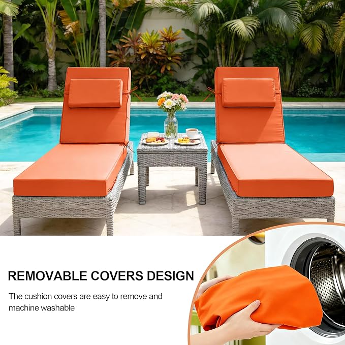 Chaise Lounge Cushions Outdoor 80x26x6 Inch, Fade Resistant 6'' Thicken Outdoor