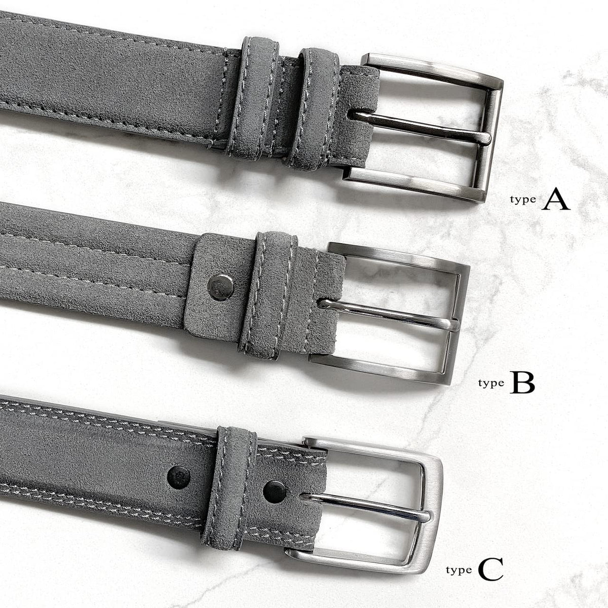 19000 Men's Suede Belt Genuine Leather Casual Dress Belt 1-3/8"(35mm) Wide (Gray, 40)