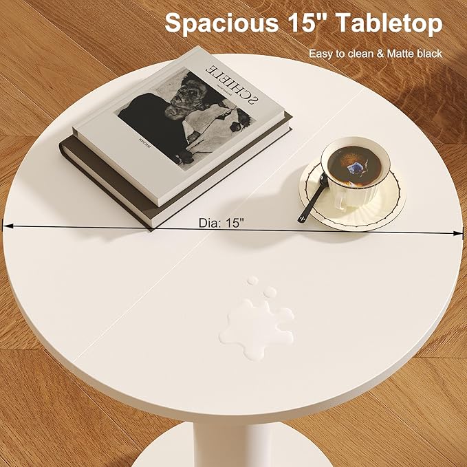 LAATOOREE Round Side Tables Set of 2, Pedestal Drink Table, Spacious Top