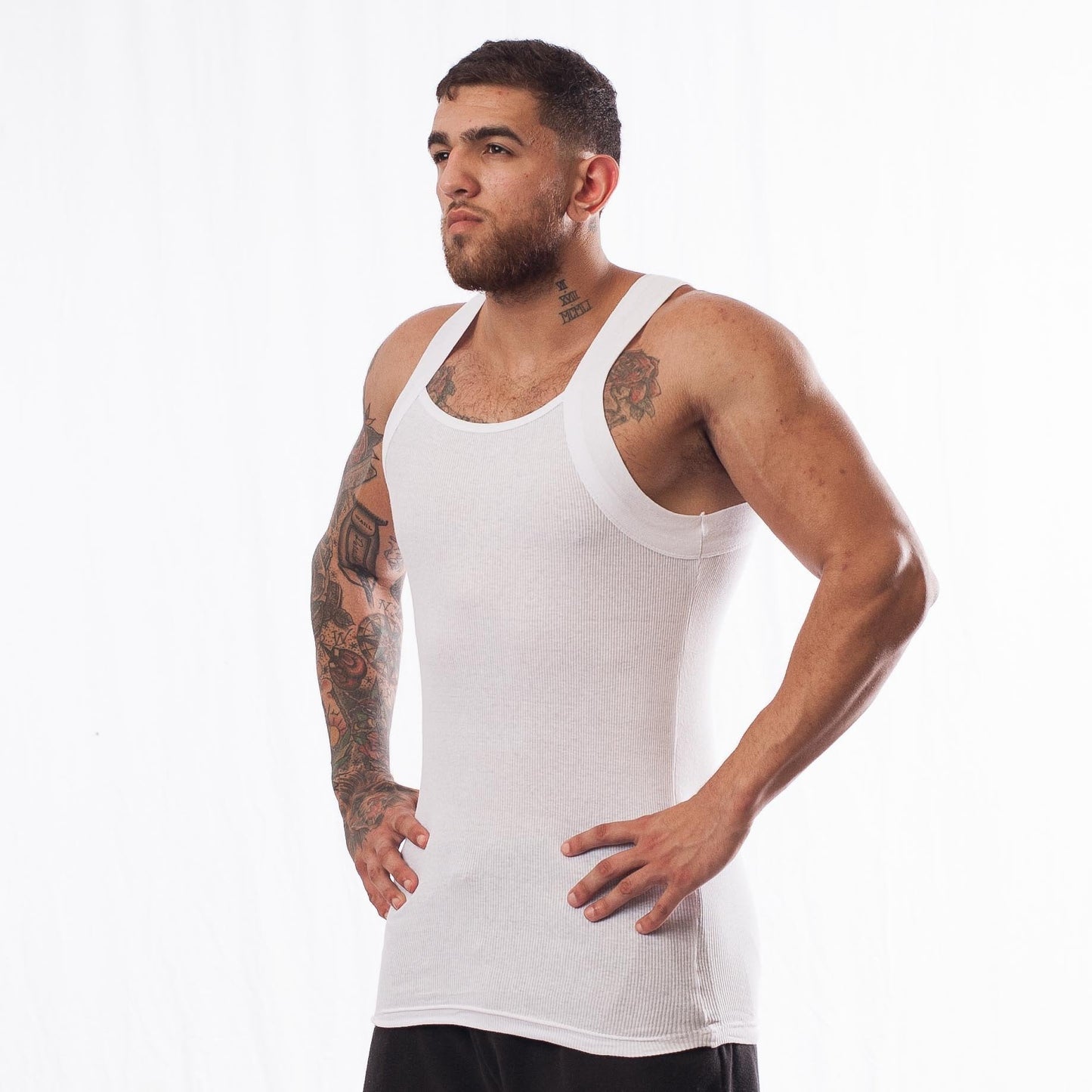 Different Touch Men's G-Unit Style Tank Tops Square Cut Muscle Ribbed Underwear Shirts (M, 6 Pack (Assorted))