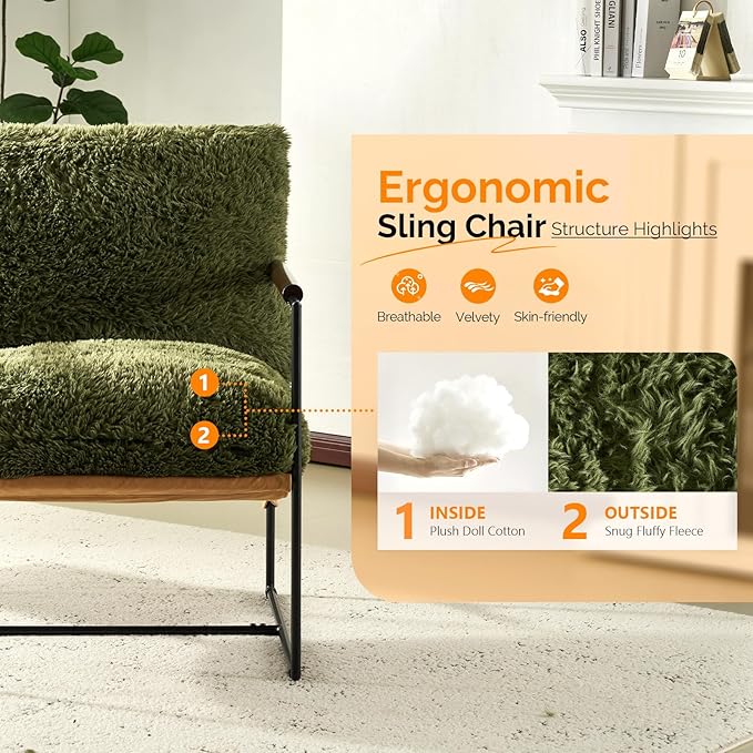 VINGLI 28" Wide Plush Upholstery Sling Modern Accent Chairs Set of 2, Cute