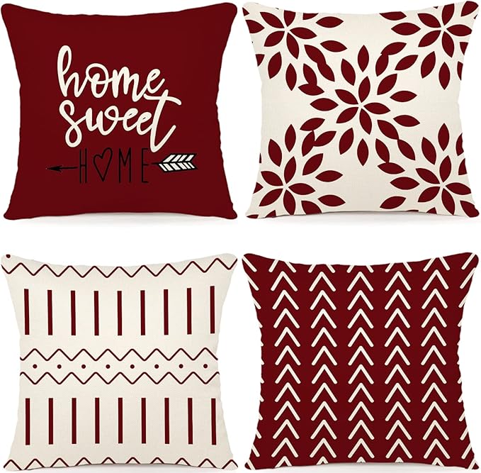 YCOLL Christmas Pillow Covers 20x20 Set of 4, Modern Sofa Throw Pillow Cover