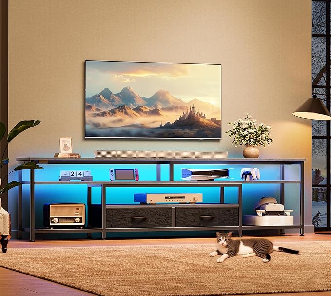 Huuger TV Stand for 75 80 Inch TV, Entertainment Center