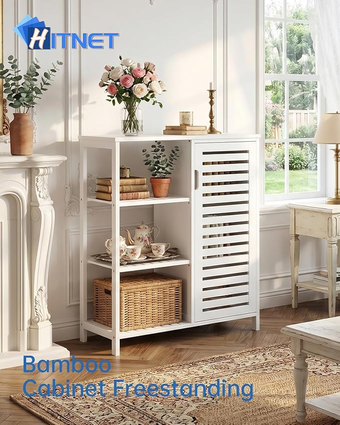 HITNET Bathoom Storage Cabinet, Bamboo Floor Cabinet