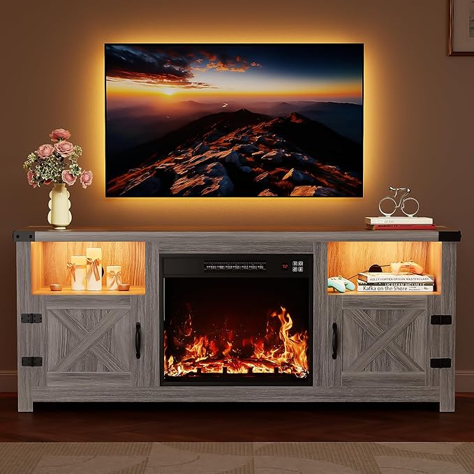 YESHOMY LED Fireplace TV Stand