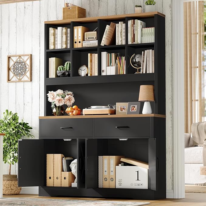 TEENFON 69" Tall Bookshelf and Bookcase, 5 Tier Floor Standing Bookshelves