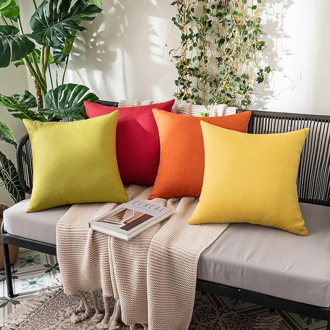 MIULEE Pack of 2 Decorative Outdoor Solid Waterproof Throw Pillow Covers Faux