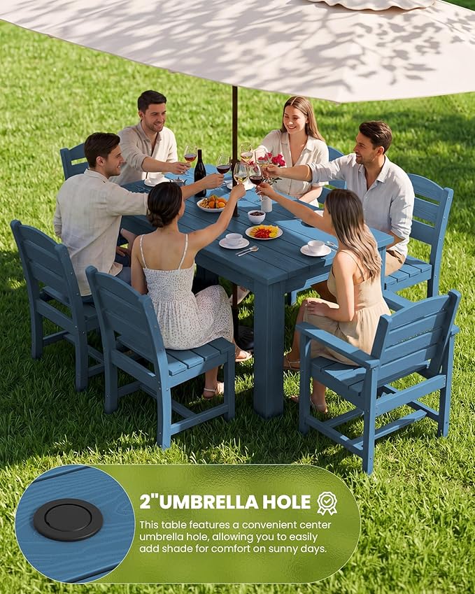 SERWALL Patio Dining Set with 15FT Double Side Umbrella, Outdoor Dining Sets