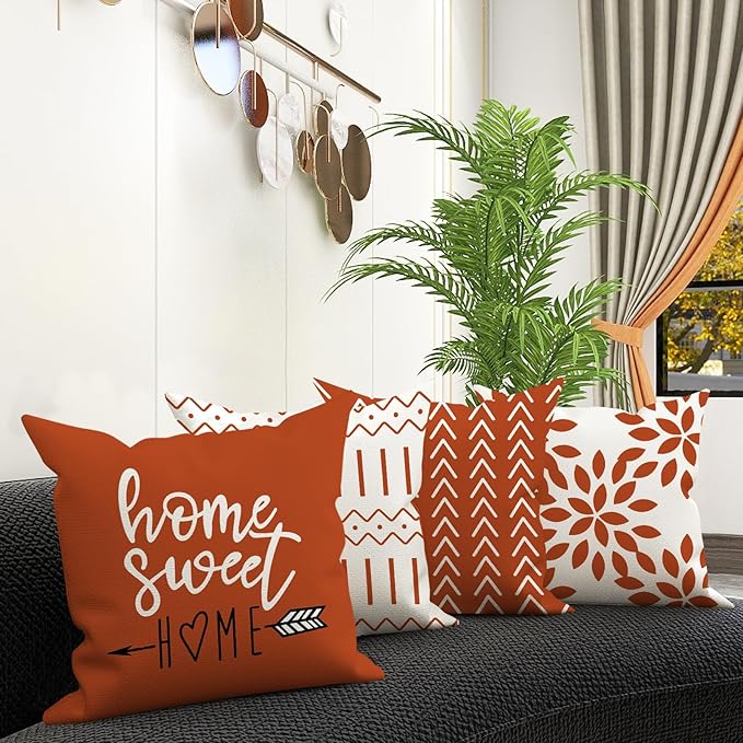 YCOLL Fall Pillow Covers 18x18 Set of 4, Modern Sofa Throw Pillow Cover