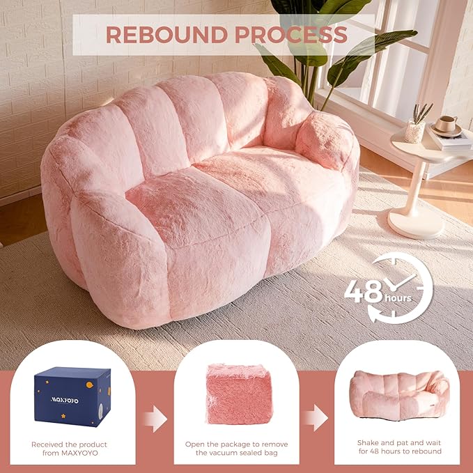 MAXYOYO Bean Bag Chair for Adults, Loveseat Floral Shaped Bean Bag Sofa