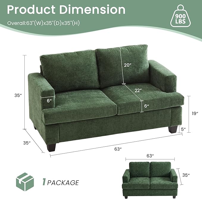 YOUDENOVA 2 Piece Set Comfy Sofa Couch, Loveseat Sofa * 2