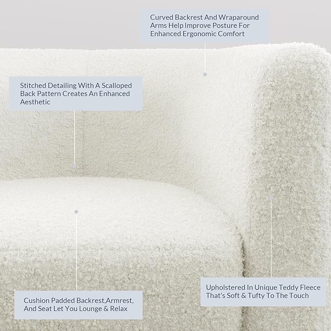 BELLEZE Accent Barrel Chair Set of 2, Linen Round Chair Club Tub Sofa Corner