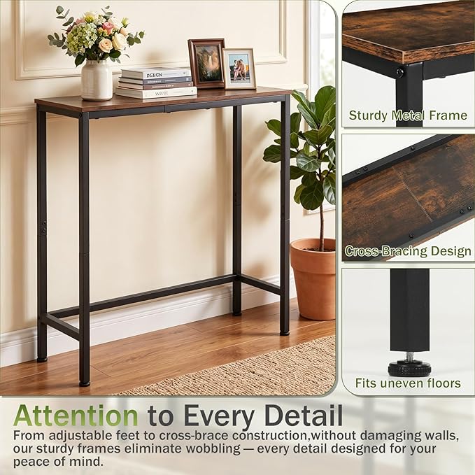 Sturdy Console Table with 98 lb Capacity, Stable Wobble-Free Design