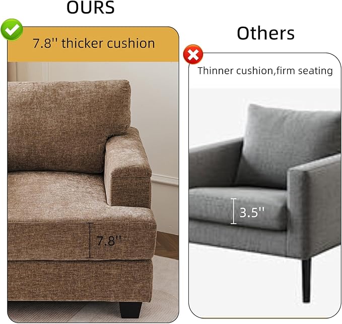 Oversized Accent Chair with Armrest Organizer, Living Room Chairs with 7.8''