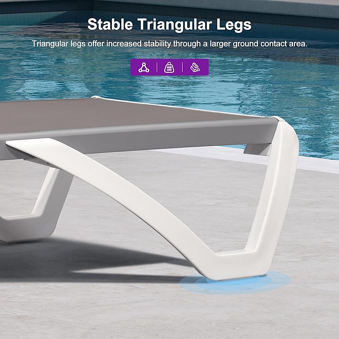 PURPLE LEAF Patio Chaise Lounge Chair Outside Aluminum Plastic Stackable
