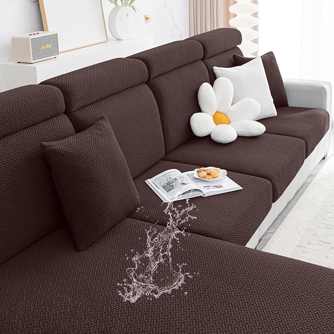 Smiry Waterproof Couch Cushion Covers, Stretch Jacquard Sectional Couch Covers
