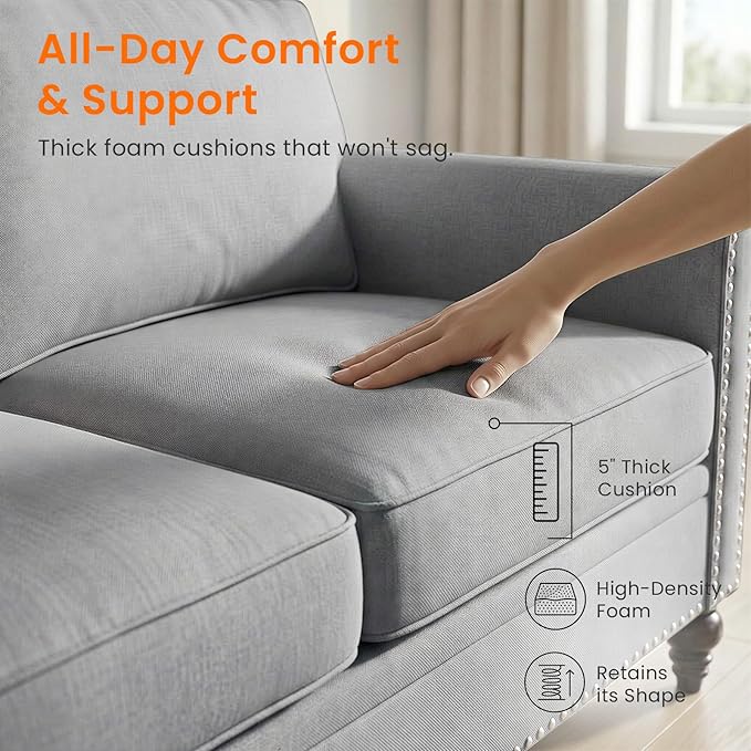 2 Piece Living Room Sofa Sets, Modern 3 Seater Couch and Armchair Sets