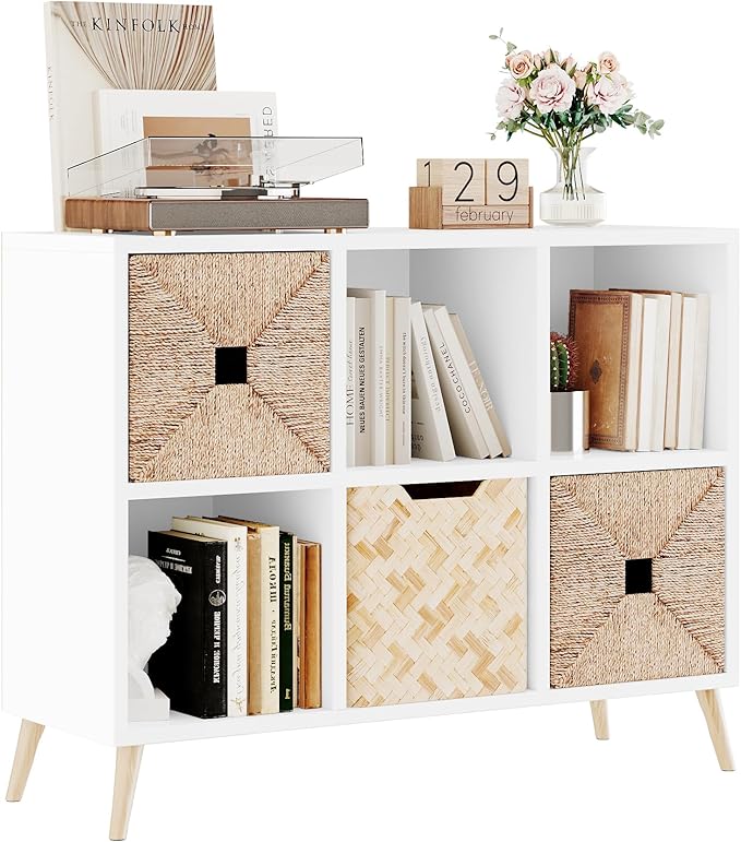 6 Cube Storage Organizer, Wood Bookcase