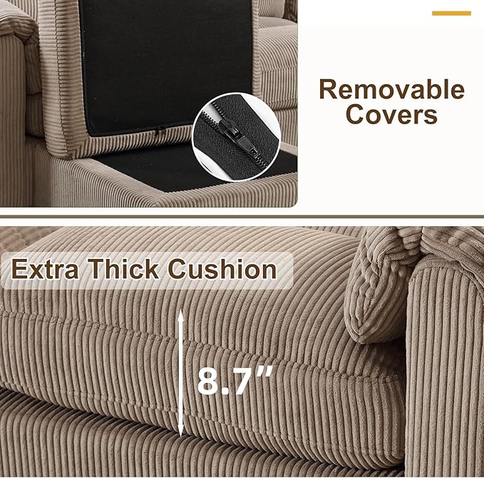 HAOMARKETS Corduroy Sofa Set, Upholstered Armchair and Loveseat