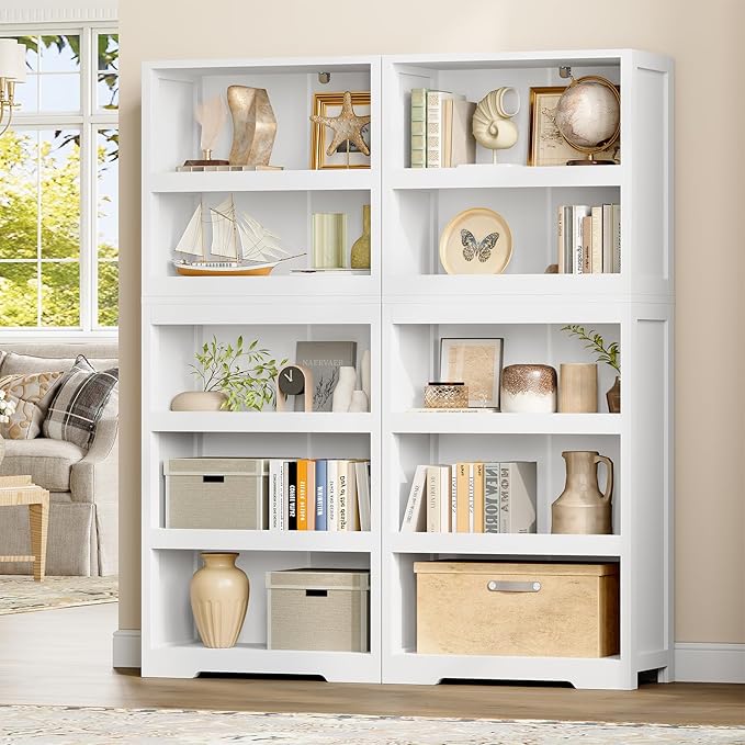 TEENFON 64.2" Bookcase, 5-Tier Open Bookshelves and Bookshelf, Freestanding