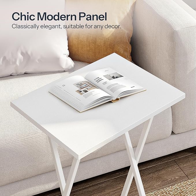 HOOBRO Folding TV Tray Tables, Industrial Snack Tables
