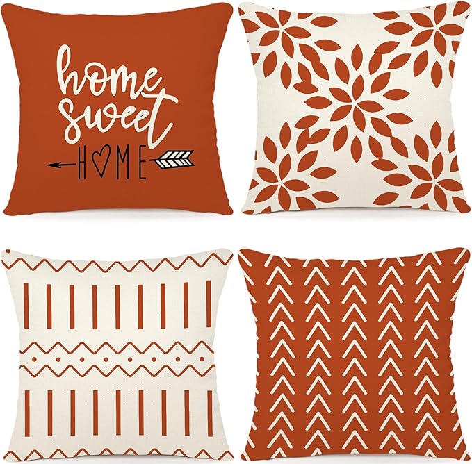 YCOLL Fall Pillow Covers 16x16 Set of 4, Modern Sofa Throw Pillow Cover