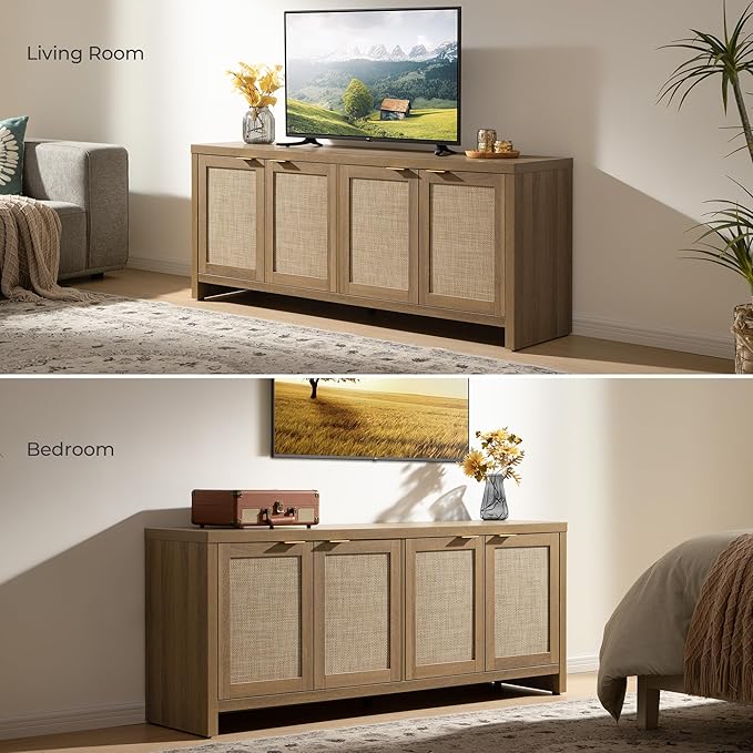 SICOTAS TV Stand for Living Room Boho Entertainment Center for Bedroom