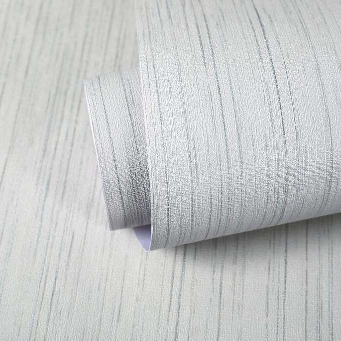 Beige Grey Grasscloth Peel and Stick Wallpaper 15.74" x 196.85" Boho Grass