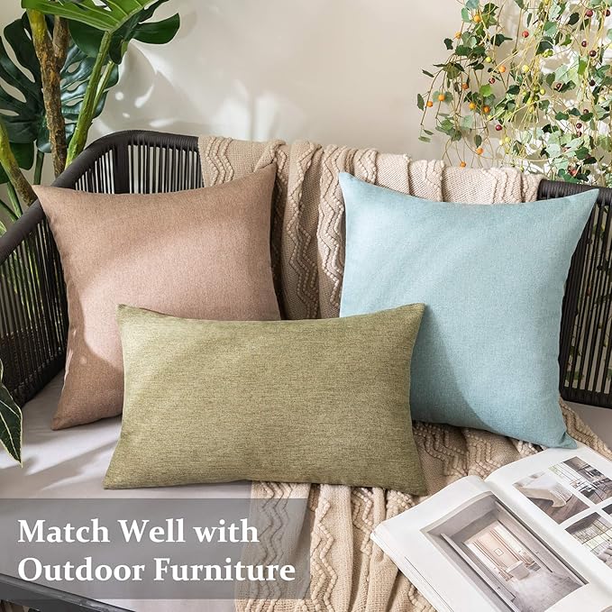 MIULEE Pack of 2 Decorative Outdoor Solid Waterproof Throw Pillow Covers Faux