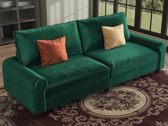EASE MOOSE 88.5" Large Seat Velvet Loveseat Sofa, Soft Deep Seat Couches