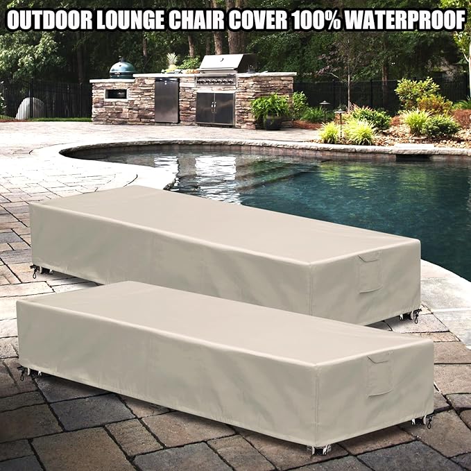 Outdoor Chaise Lounge Cover 2 Pack Patio Lounge Chair Covers Waterproof 600D