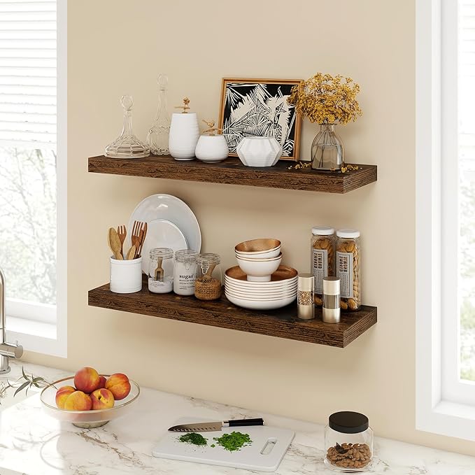 Acovy 30 Inch Floating Shelves, 9.3" Deep Floating Shelf Wall Mounted, Rustic