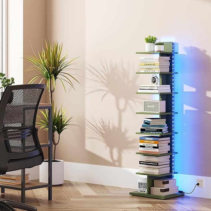 TUTOTAK Narrow Bookshelf, 8-Tier Bookcase