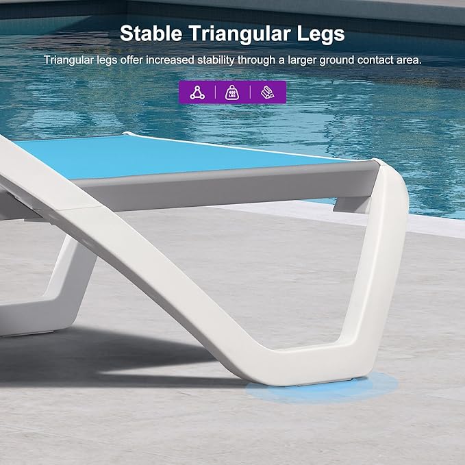 PURPLE LEAF Patio Chaise Lounge Chair Set of 3 Outside Aluminum Plastic