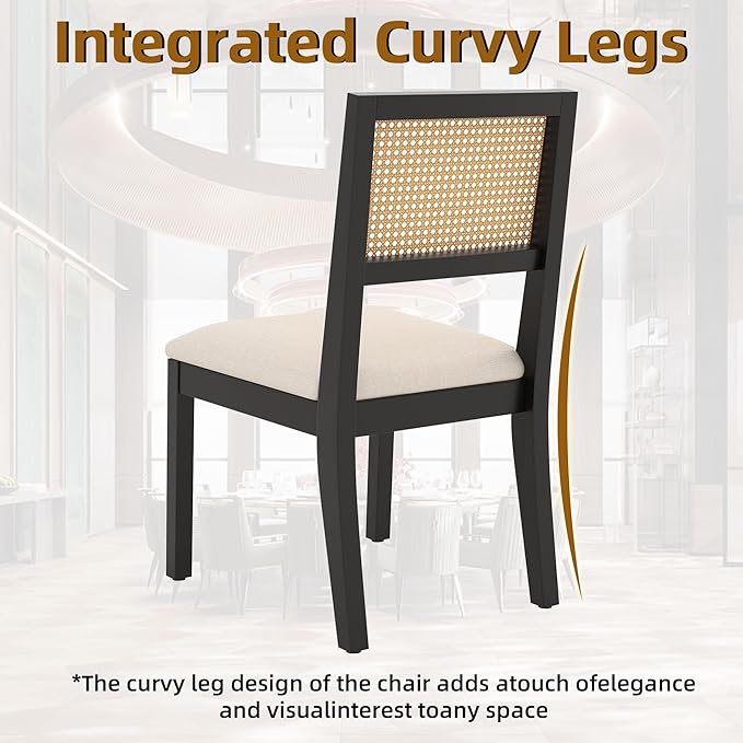 Westice Rattan Dining Chairs Set of 4, Farmhouse Natural Dining Room Chairs