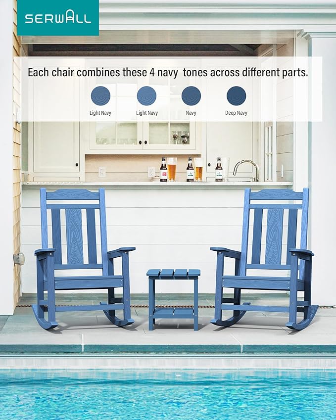 SERWALL Oversized Outdoor Rocking Chair Set of 2, All Weather Patio Rocking