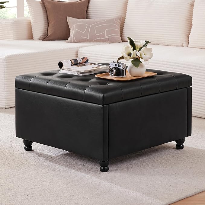 Weture Large Square Storage Ottoman Coffee Table, Oversized Square Ottoman