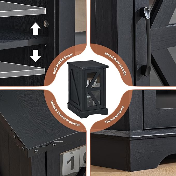 Joaxswe Narrow Night Stand for Small Spaces, Farmhouse Side End Table