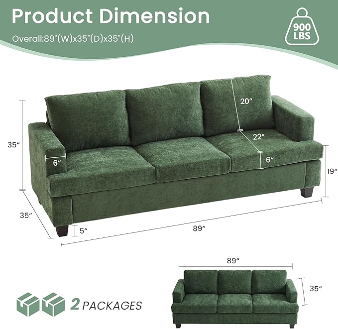 YOUDENOVA Sofa, Modern Comfy Couches