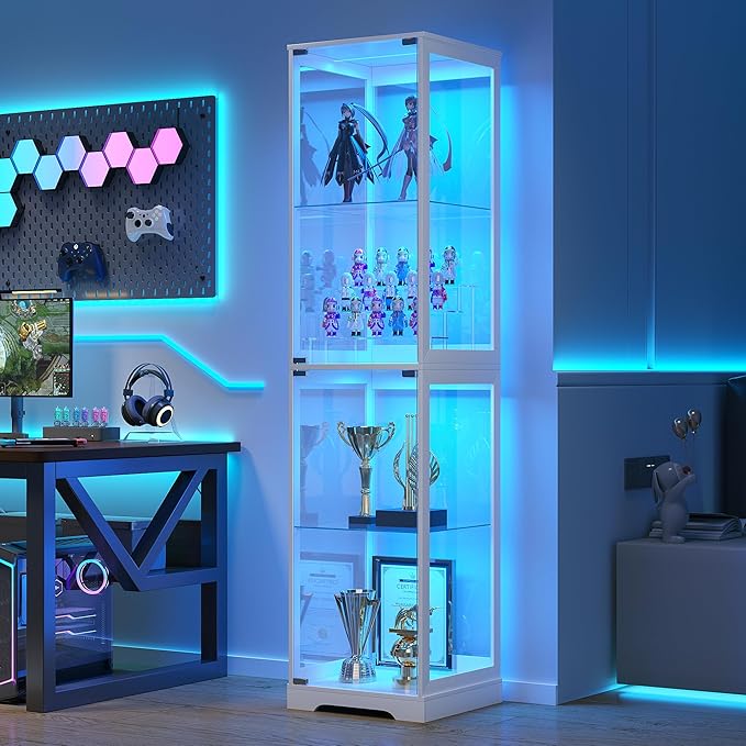 Glass Display Cabinet with Doors, Bookcase