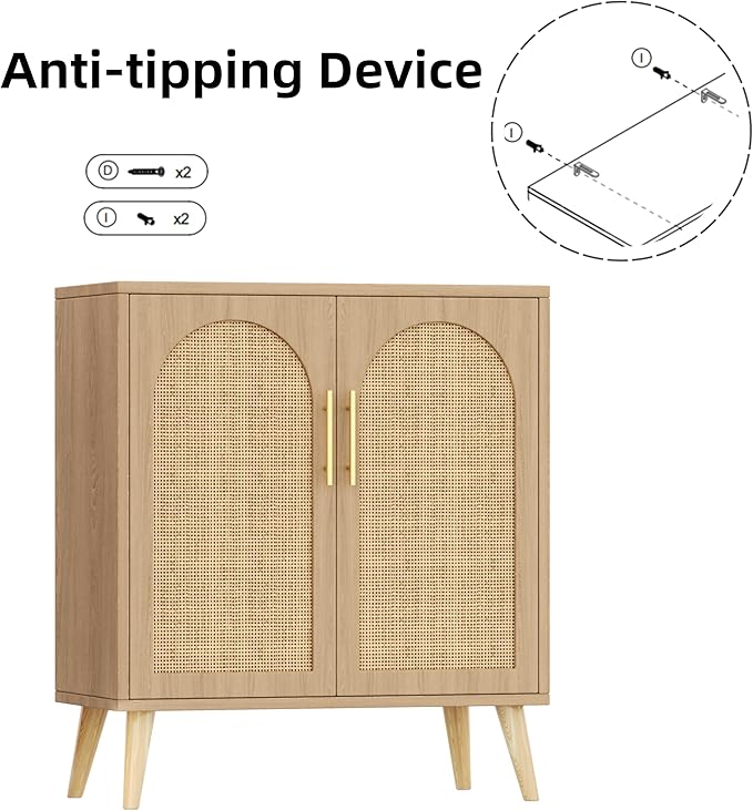 Set of 2 Rattan Buffet Cabinet
