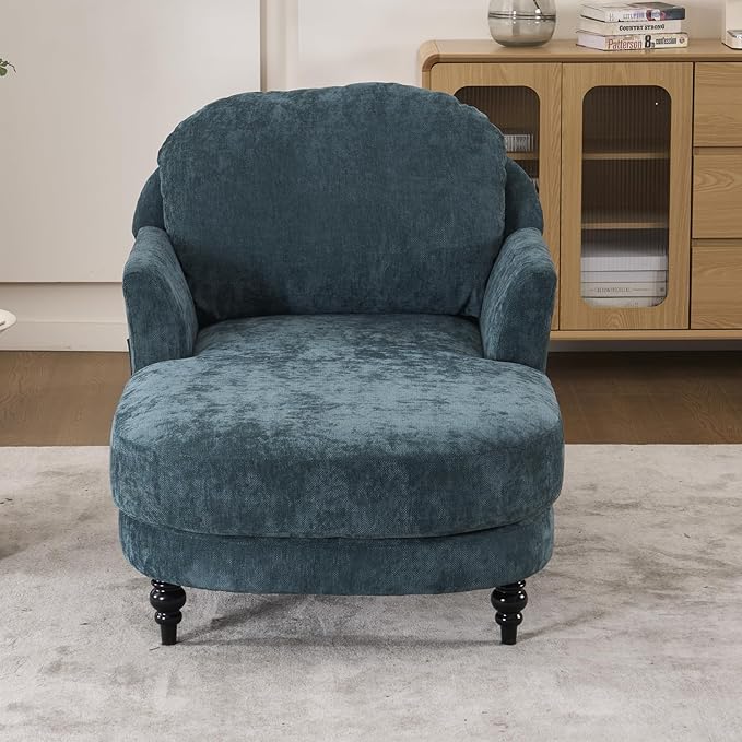 Chaise Lounge Chair Indoor, 59.8" Oversized Couch Reading Chairs, Chenille
