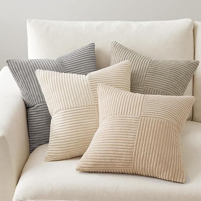 MIULEE Neutral Decorative Throw Pillow Covers 18x18 Inch Set of 4