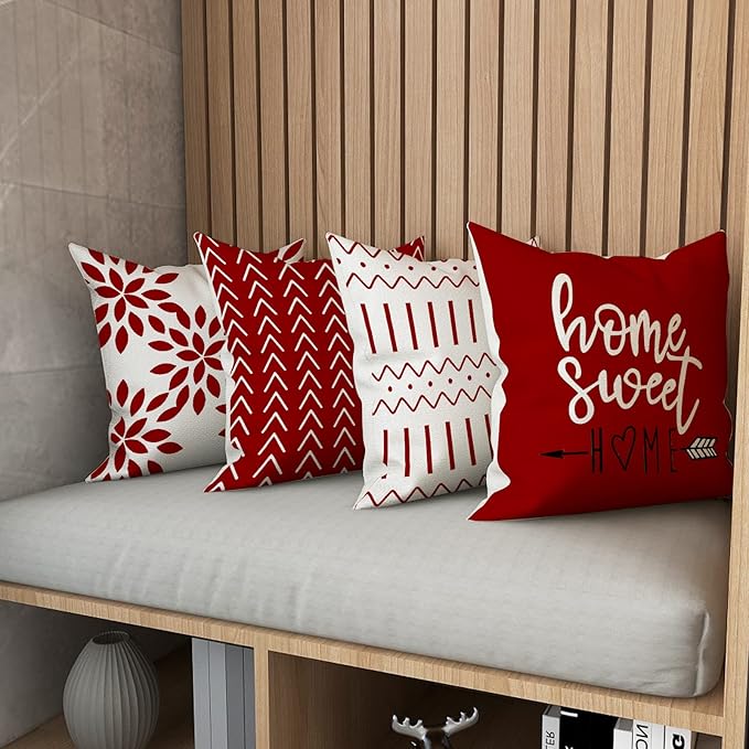 YCOLL Christmas Pillow Covers 20x20 Set of 4, Modern Sofa Throw Pillow Cover