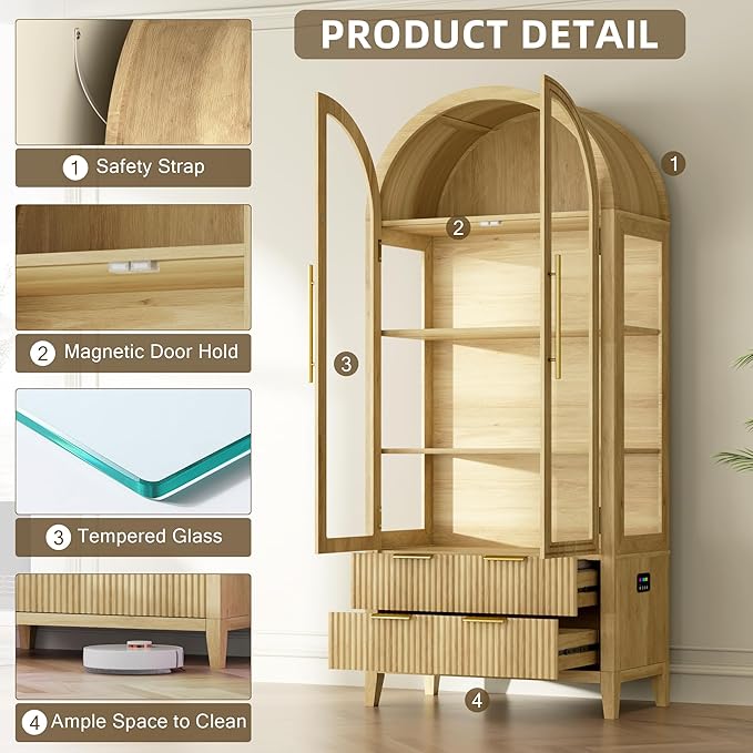 Vlsrka 71" Arched RGB Curio Cabinet